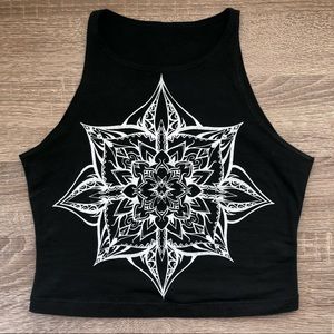 Hand Printed Mandala Crop Top